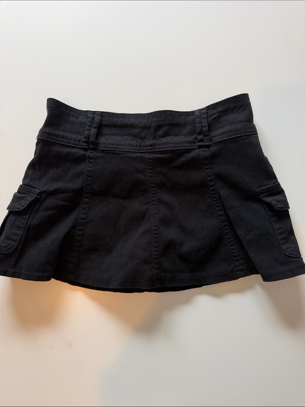 Black Mini Cargo Pleated Skirt